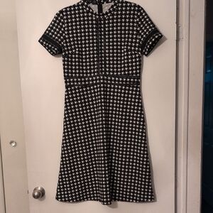 Elegant Black and White Houndstooth Dress